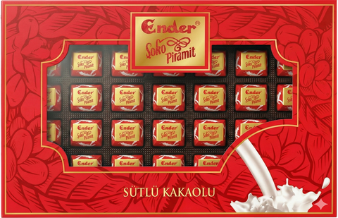 Ender Çikolata Şoko Piramit kutu kırmızı sütlü