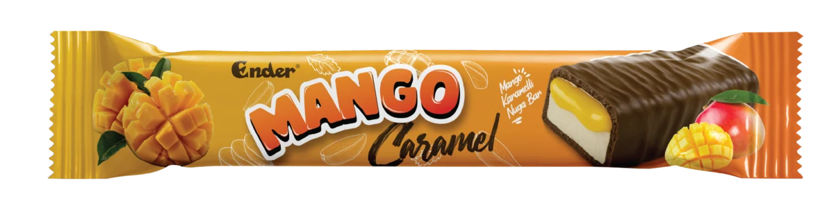 Ender Caramel Serisi Манго 55 г — Нуга-батончик с разными вкусами в кондитерской глазури