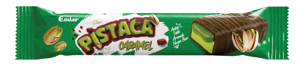Ender Caramel Serisi Pistaca 55 г — Нуга-батончик с разными вкусами в кондитерской глазури