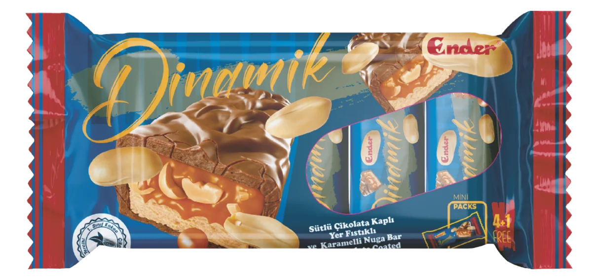 Ender Dinamik 125 g · Multipack — Barra de turrón con cacahuete y caramelo con cobertura de chocolate con leche