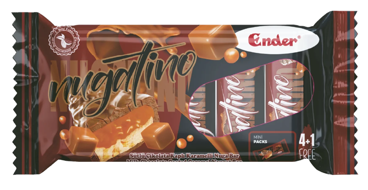 Ender Nugatino 125 غ · عبوة متعددة — لوح نوجا بالكراميل مغطى بشوكولاتة الحليب