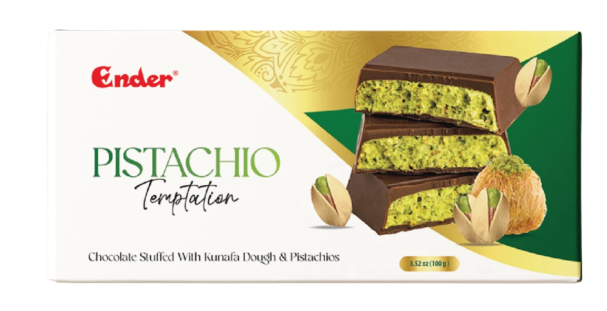 Ender Pistachio Temptation 100 г · Коробка — Молочный шоколад с кремовой начинкой
