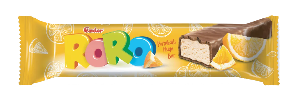Ender RoRo برتقال 15 غ — لوح نوجا مغطى بشوكولاتة مركّبة